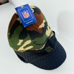 NFL Shield Logo Camo Reebok Visor‎ Brim Beanie NEW WITH TAGS Winter Knit Hat Cap